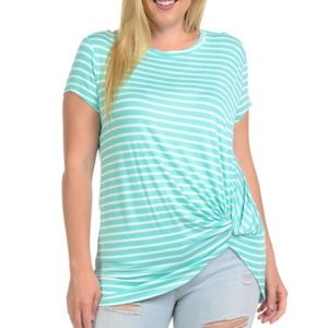 ➕ Plus Stripe Knot Front Top